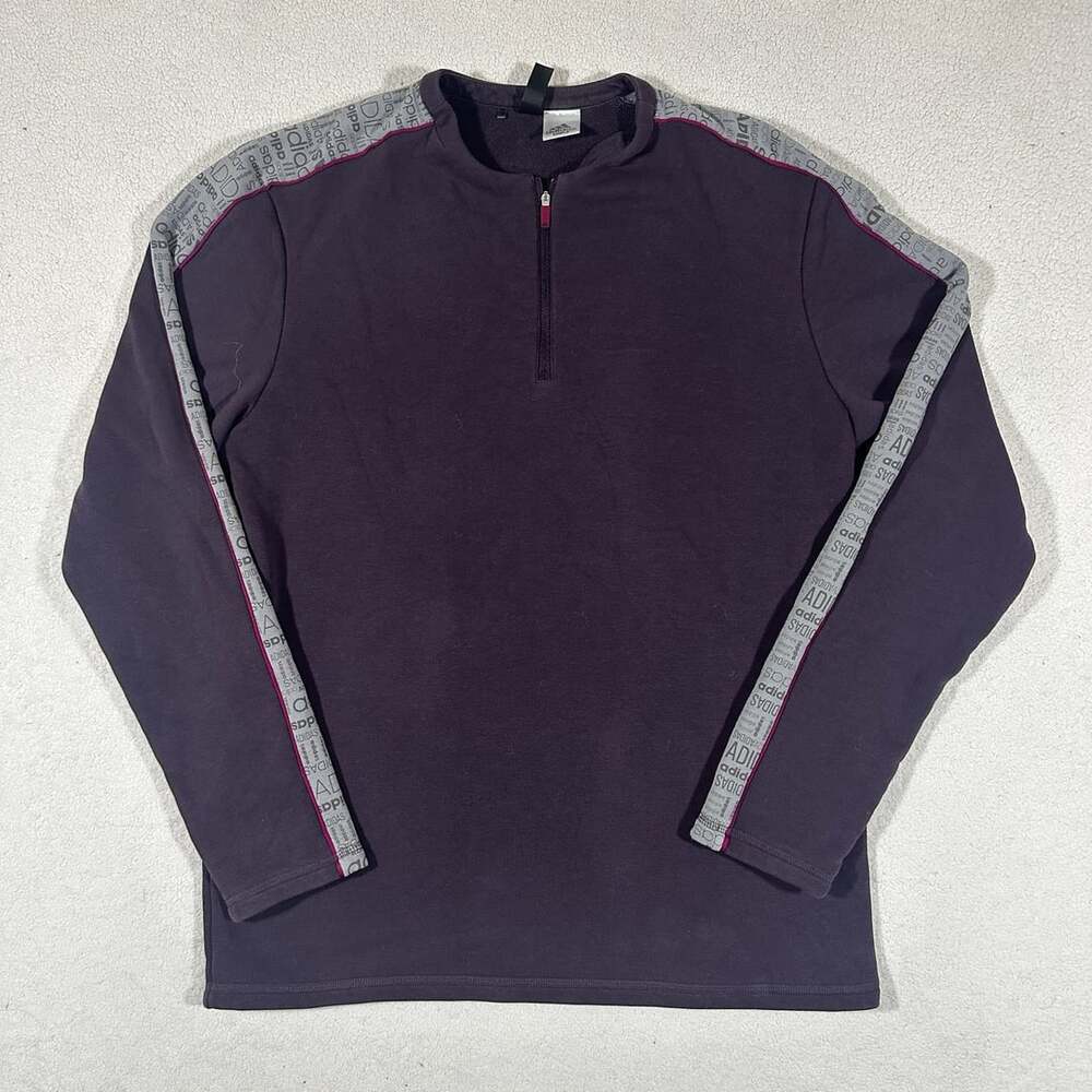 Adidas Sample Purple Quarter Zip Pullover Sweatshirt Logo Tape Men's Medium